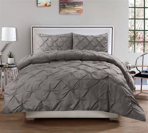 Hudson 3 Piece Pintuck Comforter Set Luxurious Pinch Pleat Wrinkle