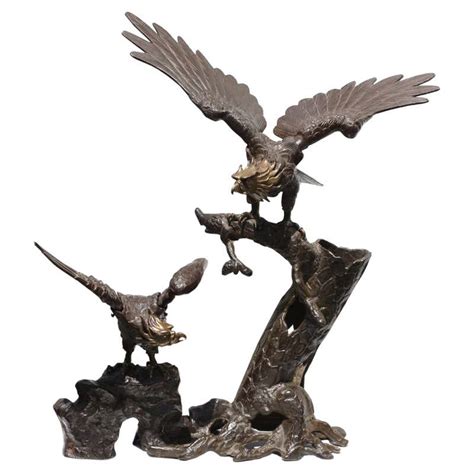 Large And Unusual Chinese Bamboo And Wood Eagle Sculpture For Sale At