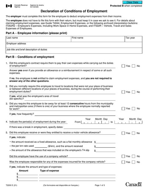 Form T Download Fillable PDF Or Fill Online Declaration Of Conditions Of Employment Canada