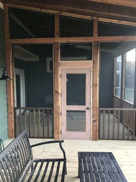 Custom Made Wood Screen Door Installed On A New Screened Porch Patio