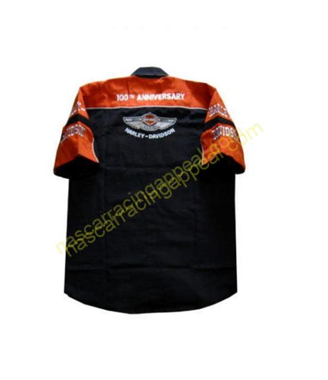 Harley Davidson Racing Shirt Crew Shirt Black And Orange Nascar Shirt