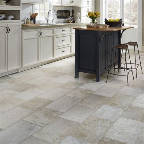 Several variations can be implemented in the borders and angles of the pattern here we see unique kitchen floor tiles in earthy colours that resemble natural stone and comprise different shades of beige from light to dark. 25 Stone Flooring Ideas With Pros And Cons - DigsDigs