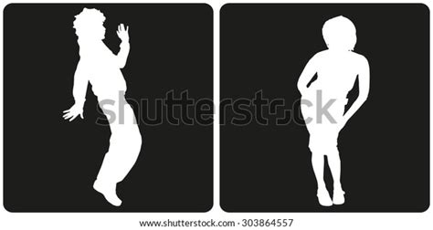 White Silhouette Dance People On Black Stock Vector Royalty Free
