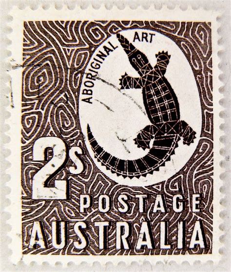 Stamp Australia 2s Aboriginal Art Crocodile Bollo Selo Franco 邮票 澳大利亚