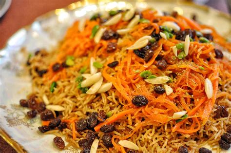 Kabuli Pilau Rice With Lamb Raisins Carrots Pistachio And Almond