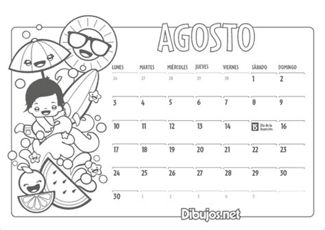 Calendario Agosto Para Colorear Reverasite