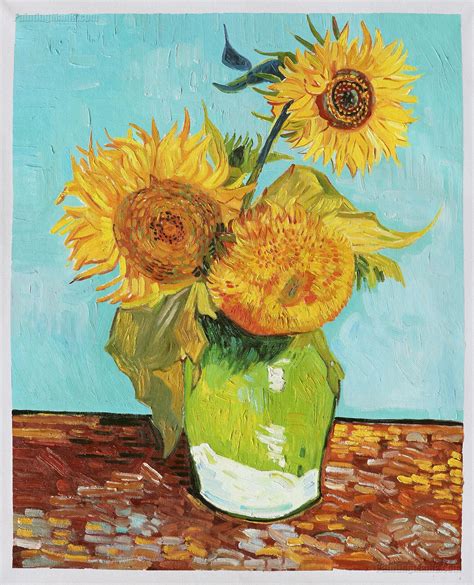 Three Sunflowers In A Vase Vincent Van Gogh Hand Painted Oil Painting