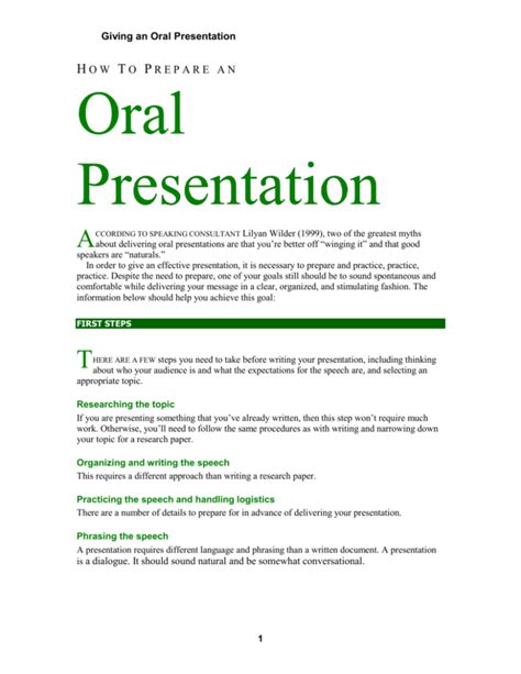 Oral Presentation With Examples