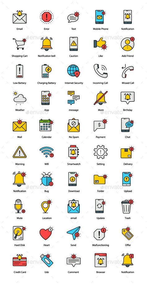 Notifications Icons By Vectorsquad0 Graphicriver