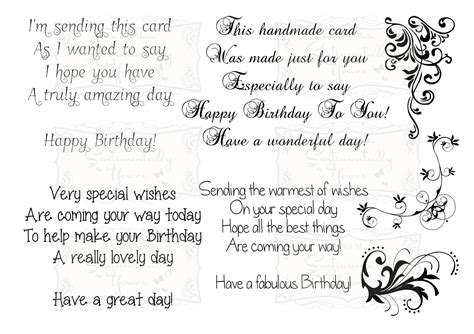 Birthday Verse Collection A5 Stamp Set Birthday Verses For Cards