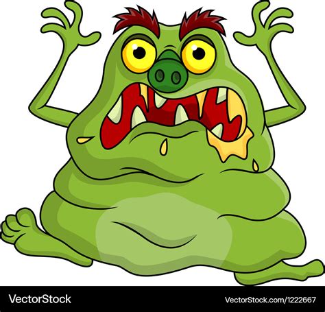 Ugly Green Monster Cartoon Royalty Free Vector Image