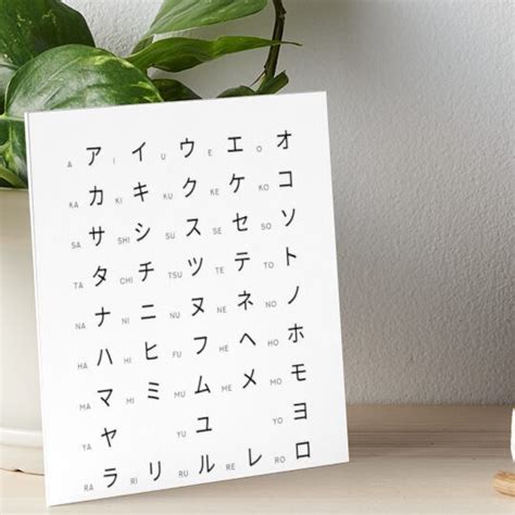Katakana Chart Japanese Alphabet Learning Chart White Art Board By