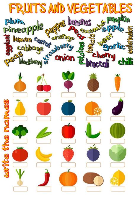 Grade 2 Fruit And Veggies Worksheet