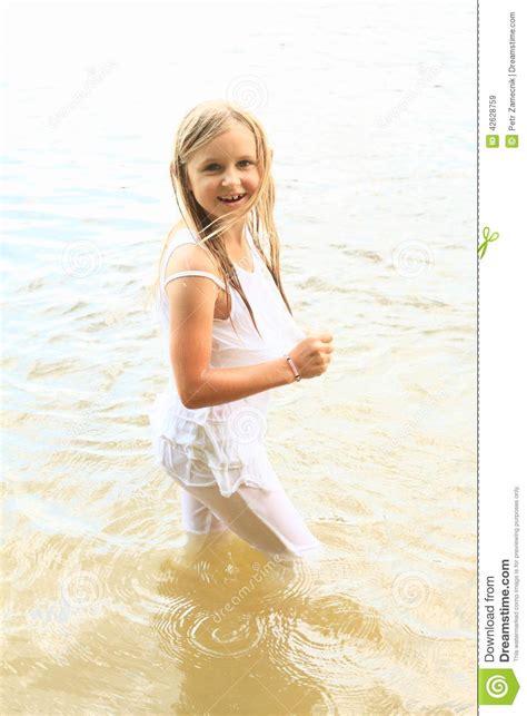 Little Girl In Water Stock Image Image Of Soak European 42628759