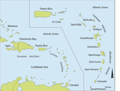 Map Of The Caribbean With Insert Detail Of The Lesser Antilles Map