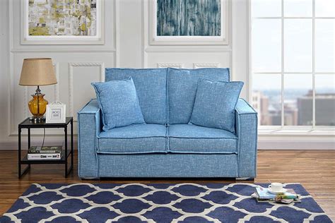 Modern Loft Lounge Linen Fabric Sofa Small Space Loveseat Couch Light
