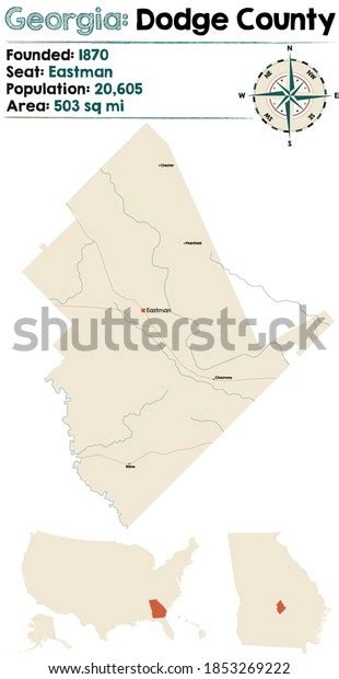 Large Detailed Map Dodge County Georgia Stock Vector Royalty Free