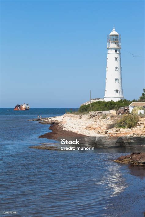 Tarkhankut Lighthouse And The Skeleton Of The Cambodian Dry Cargo Ship