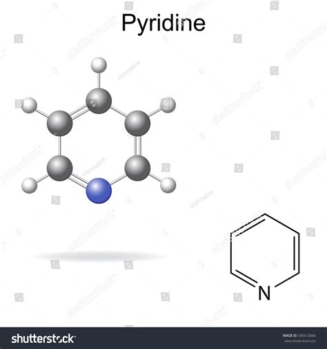 Structural Chemical Formula Model Pyridine Molecule Stock Illustration