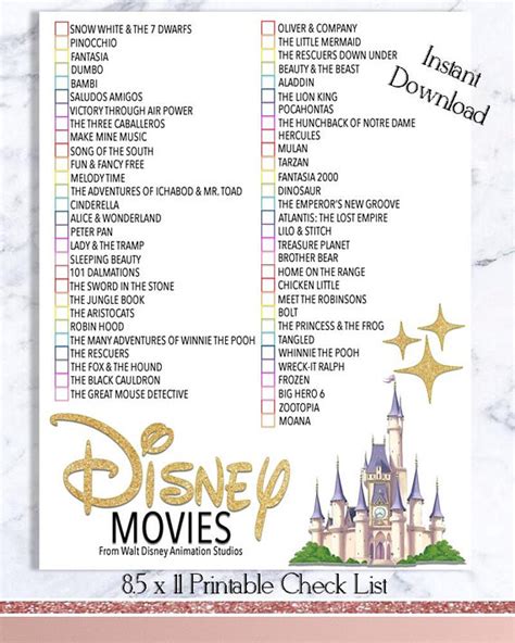 So there are still characters and stories to love. Disney Movie Checklist - Walt Disney Movie Watch List ...