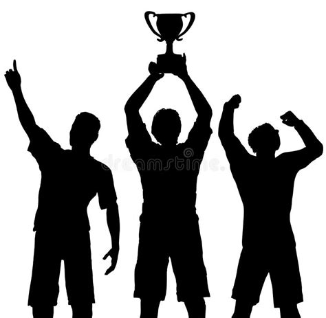 Winners Celebrate Trophy Win Stock Vector Illustration Of Team