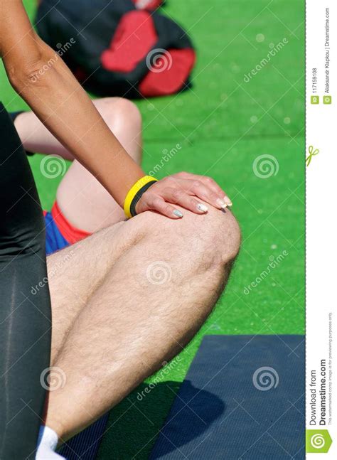 Performing Sports Massage For Athletes Stock Photo Image Of Male