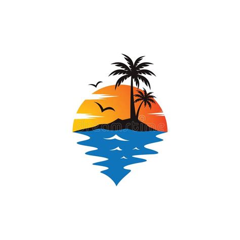 Sunset Beach Logo Vector Icon Stock Vector Illustration Of Tropical