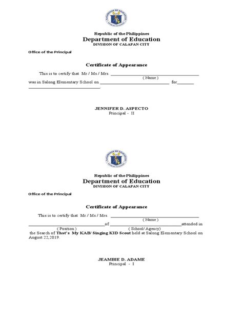 Certificate Of Appearance 2 Pdf