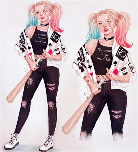Harley Quinn ️ My Version I Drew Her As A Cute Rockpunk Inspired Girl