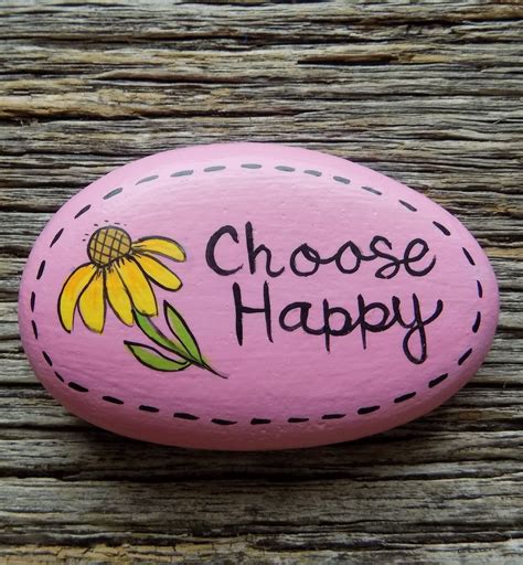 Choose Happy Painted Rockdecorative Accent Stone Paperweight Rock
