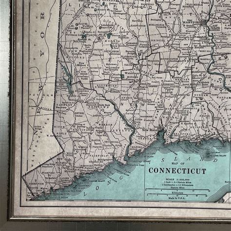 Vintage Map Of Connecticut Poster