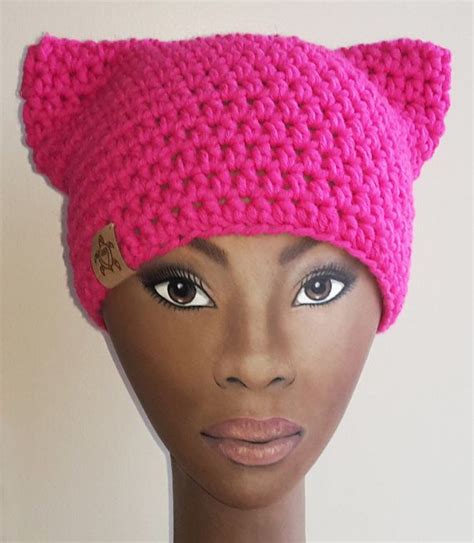 Pussyhat Ready To Ship Official Pussyhat Pink Pussyhat Crochet Cat Ears Hat Bright Pink