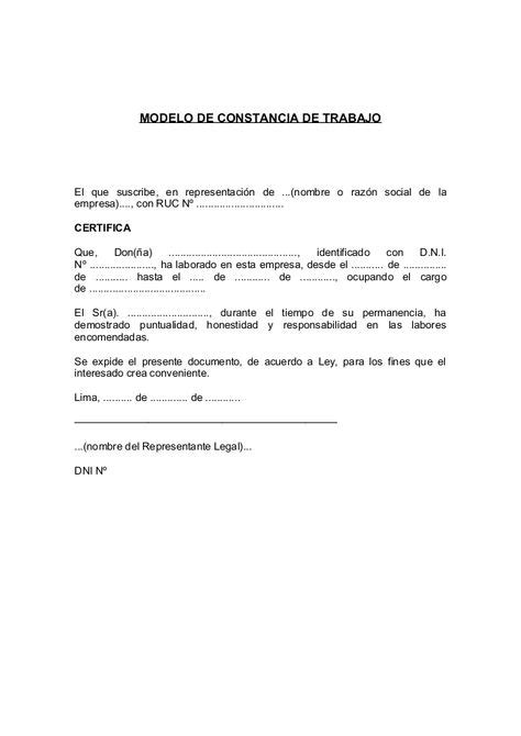 Modelos prontos de recibos, documentos, curriculum, cartas, ofícios e contratos. MODELO DE CONSTANCIA DE TRABAJO El que suscribe, en ...