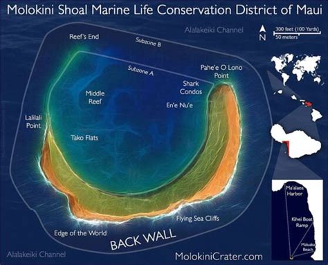 Molokini Snorkeling Map Molokini Crater Maui Hawaii