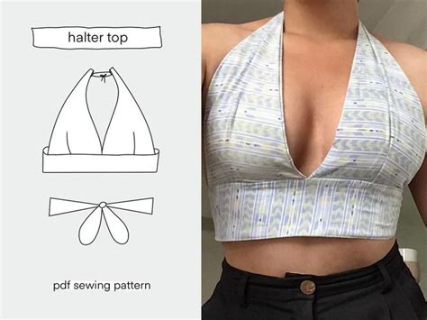 Halter Top Sewing Pattern Pdf Xs Xxl Crop Top Bralette Etsy In 2022 Halter Top Sewing