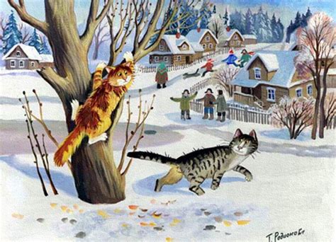 Winter Cat Paintings Tatyana Rodionova