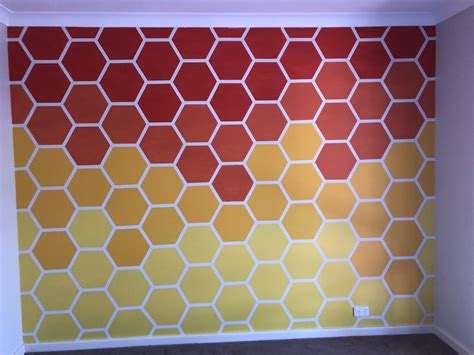 Honeycomb Painted Feature Wall Painted Feature Wall Diy Wall