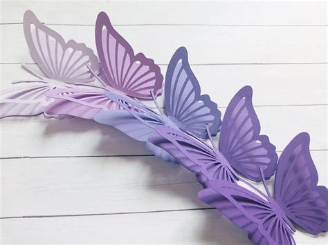 3d Paper Butterfly Cutouts 3d Purple Paper Butterflies Purple Etsy