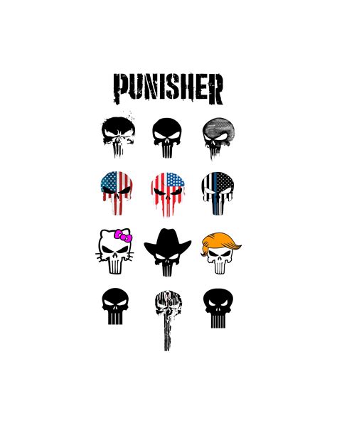 Punisher Stickers Cool 3d Prints Punisher Skull Silhouette Svg