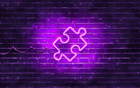 Download Wallpapers Puzzle Neon Icon 4k Violet