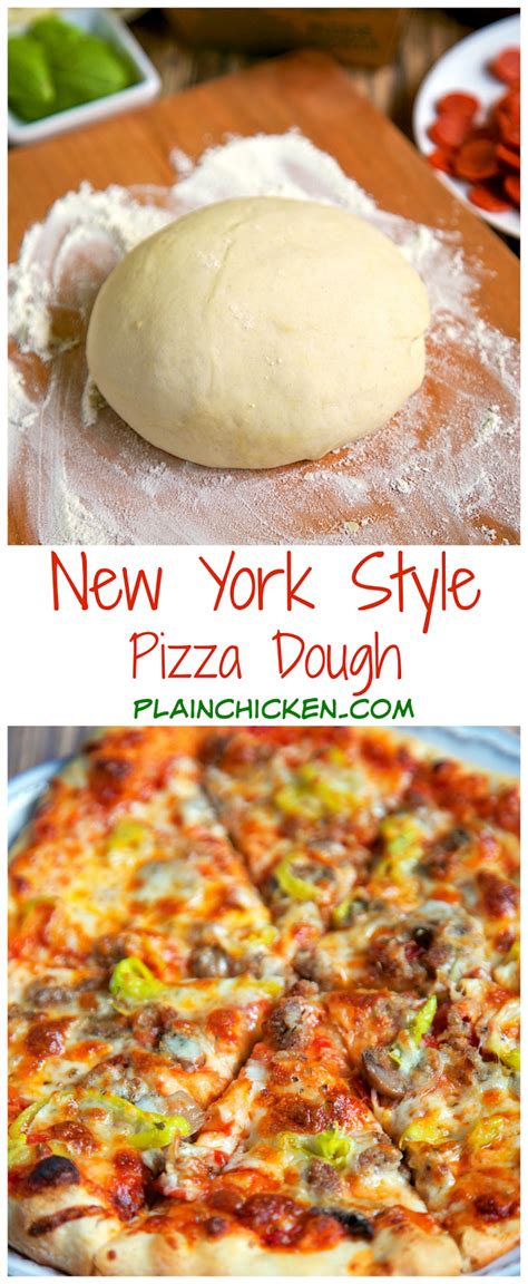 Slide pizza onto baking stone and bake until cheese is melted with some browned spots and crust is golden brown and puffed, 12. New York Style Pizza Dough | Plain Chicken
