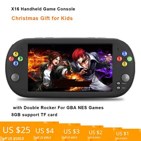 X16 Handheld Game Console With Double Rocker For Gba Nes Games Support