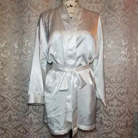 Vintage Victorias Secret White Satin Bridal Robe One Size Attached