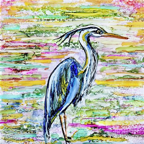 Blue Heron Ink Abstract Painting Painting By Patty Donoghue Fine Art