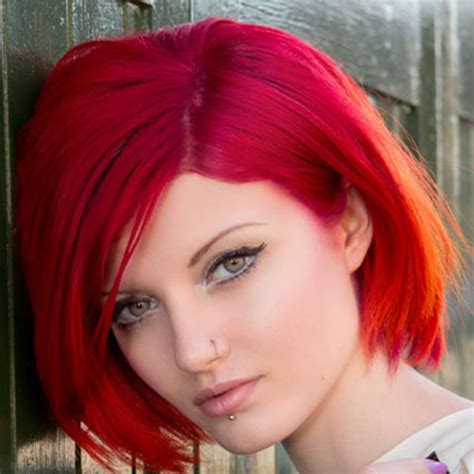 Red Beuty Human Hair Blend Wig Red Bob Hair Short Hair Color