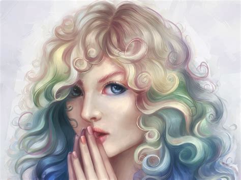 Painting of Curly-Haired Girl HD Wallpaper | Background ...
