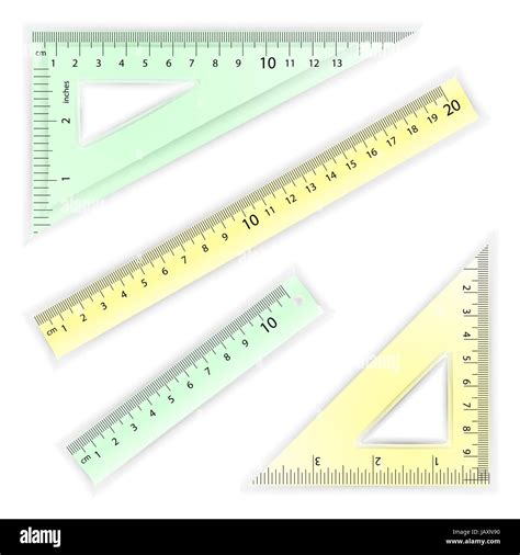 Ruler And Triangles Vector Centimeter And Inch Simple School