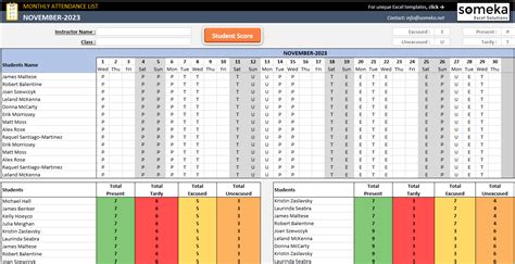 Attendance Sheet Template In Excel Free Download