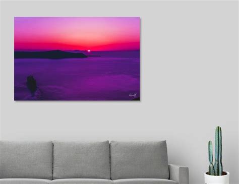 Purple Sunset In Oia Canvas Print By Haroulita Numbered Edition