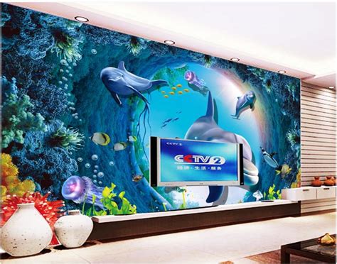 Custom Photo Wallpaper 3d Murals Wallpapers 3d Mural Dolphin Fish